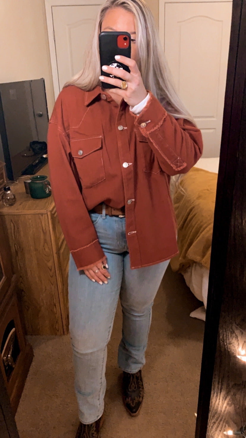 Rodeo Red denim jacket-oversized