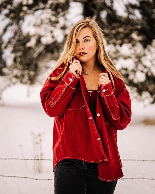 Rodeo Red denim jacket-oversized